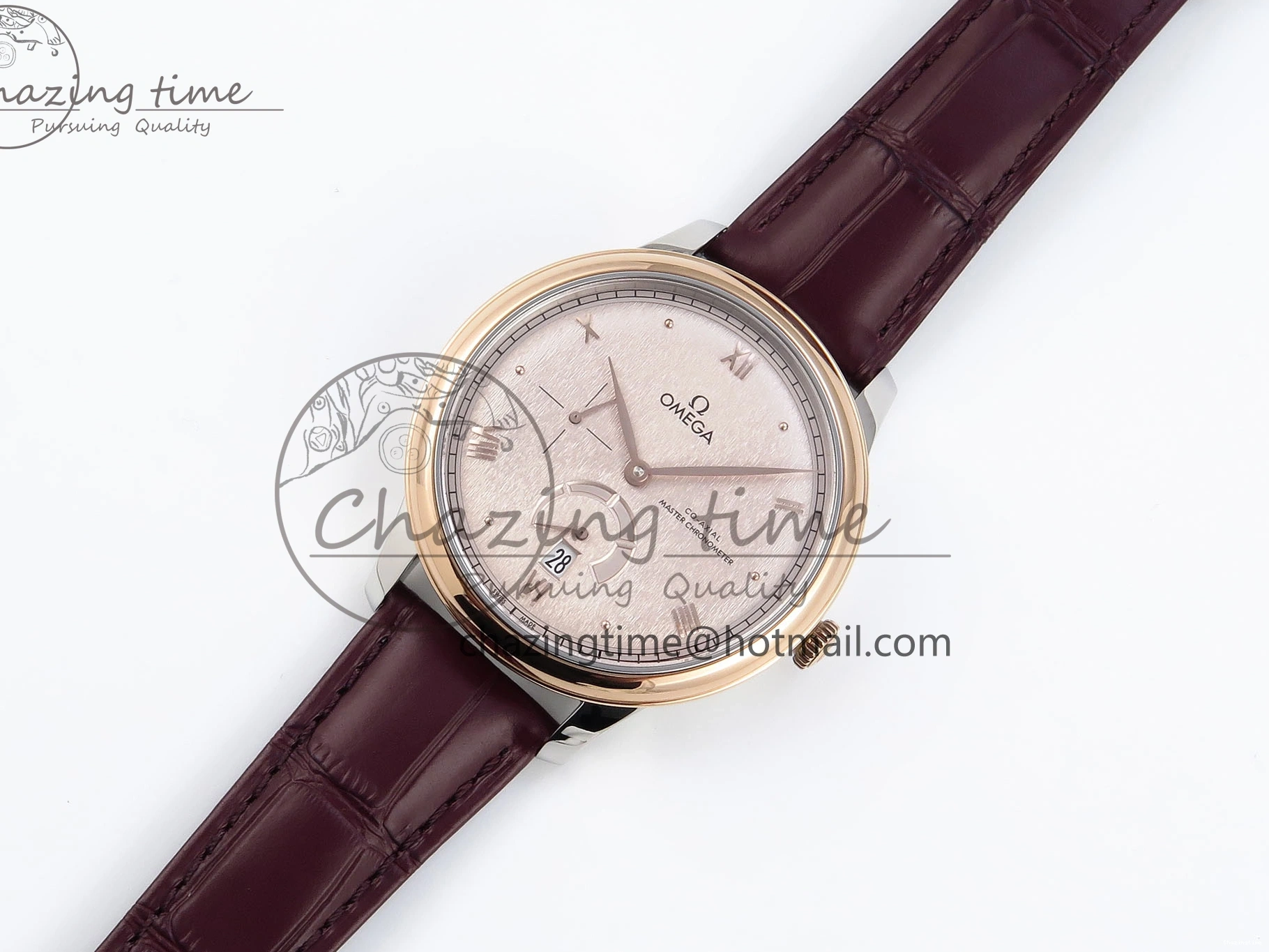 0416 QuickDry De Ville Date RG MKF 1:1 Best Edition Brown Textured Dial Diamonds Marker on Brown Leather Strap A 7747
